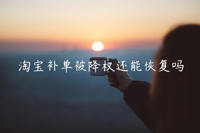 淘寶補(bǔ)單被降權(quán)還能恢復(fù)嗎